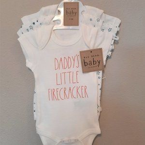 Rae Dunn 3-pack Onesies Set DADDY'S LITTLE FIRECRACKER, TINY & MIGHTY